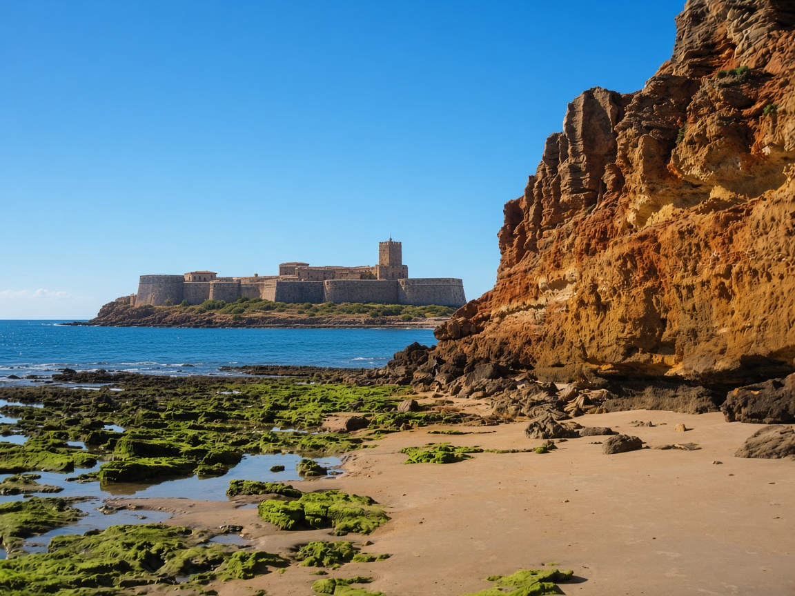 Burg Sancti Petri von Chiclana aus gesehen