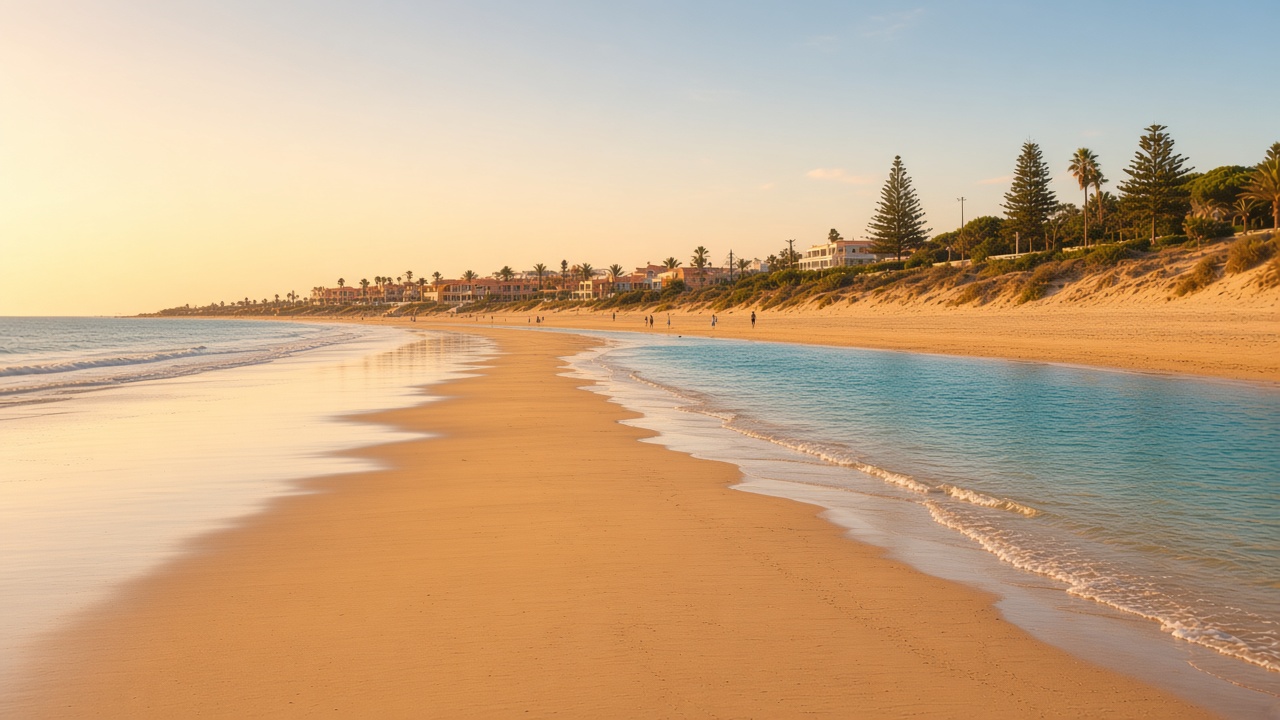 Playa de La Barrosa al atardecer