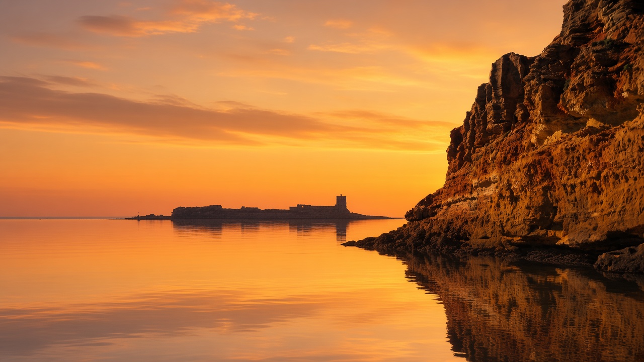 Burg Sancti Petri bei Sonnenuntergang von Chiclana
